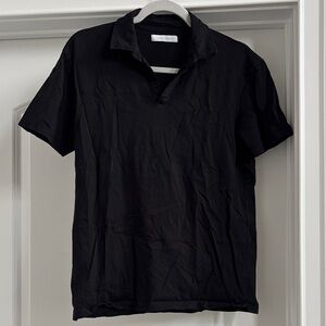 Men's Black Short-Sleeve Polo — Minimal Collared Tee by